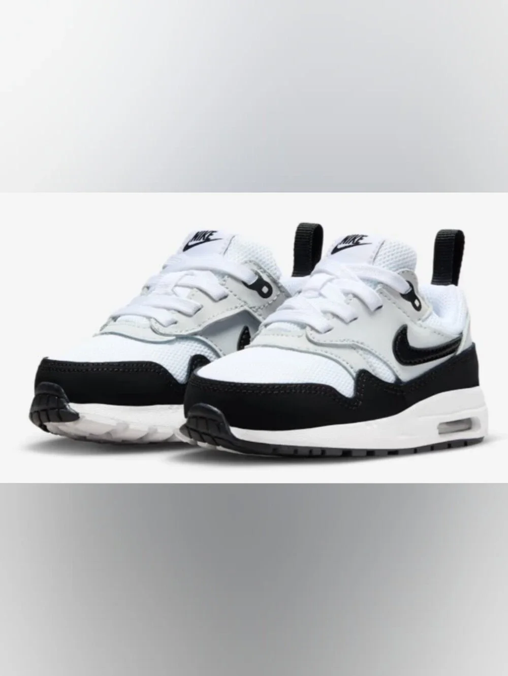 Nike Air Max 1 Easyon (TD) White Black Toddler Sneakers Size 4C NIB $65